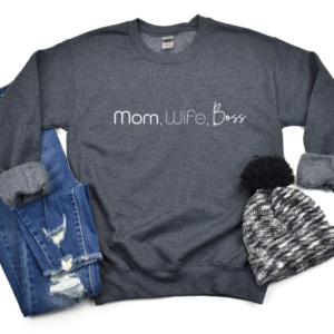 Mom Wife Boss Crew Neck Unisex Sweatshirt