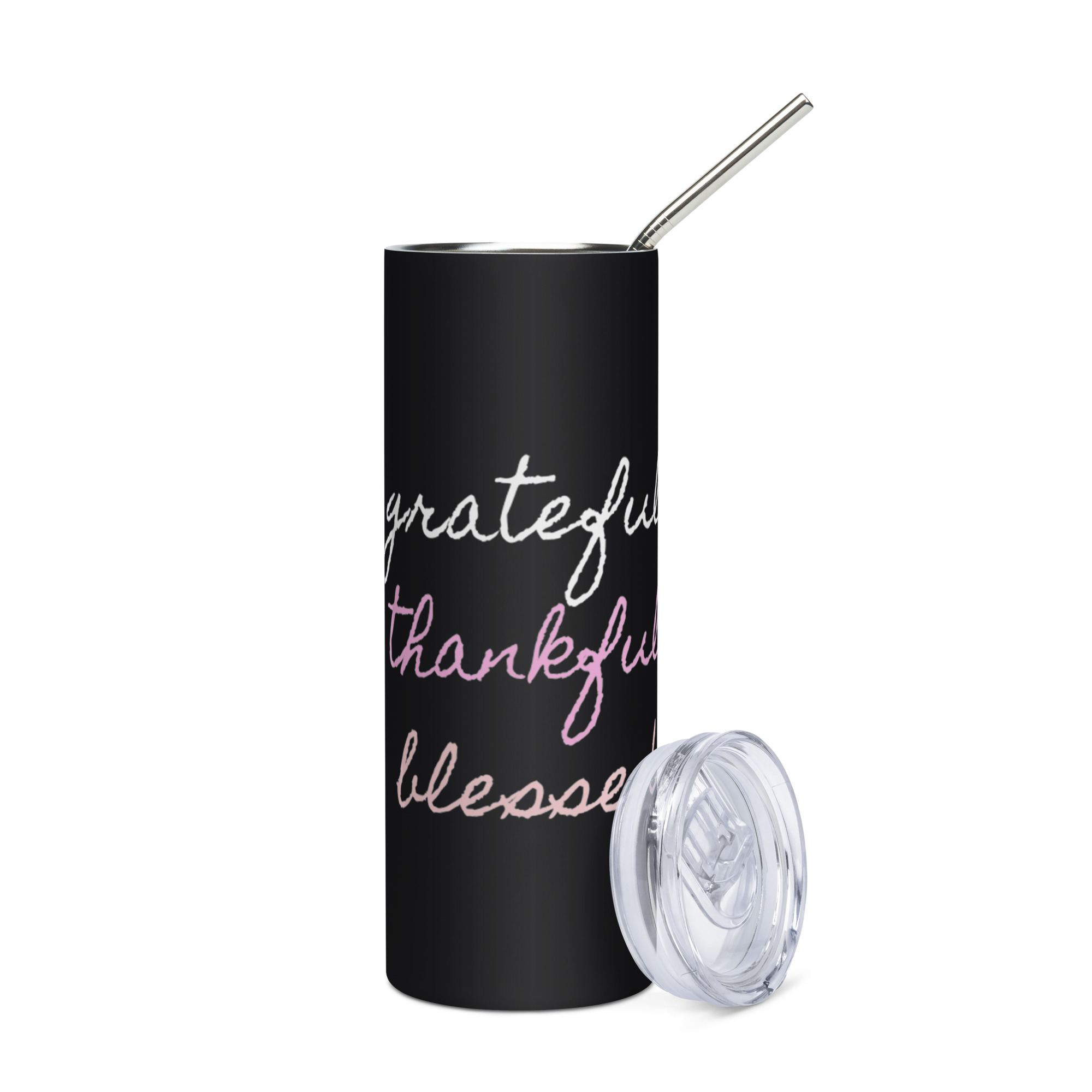 Grateful Thankful Blessed Stainless steel tumbler