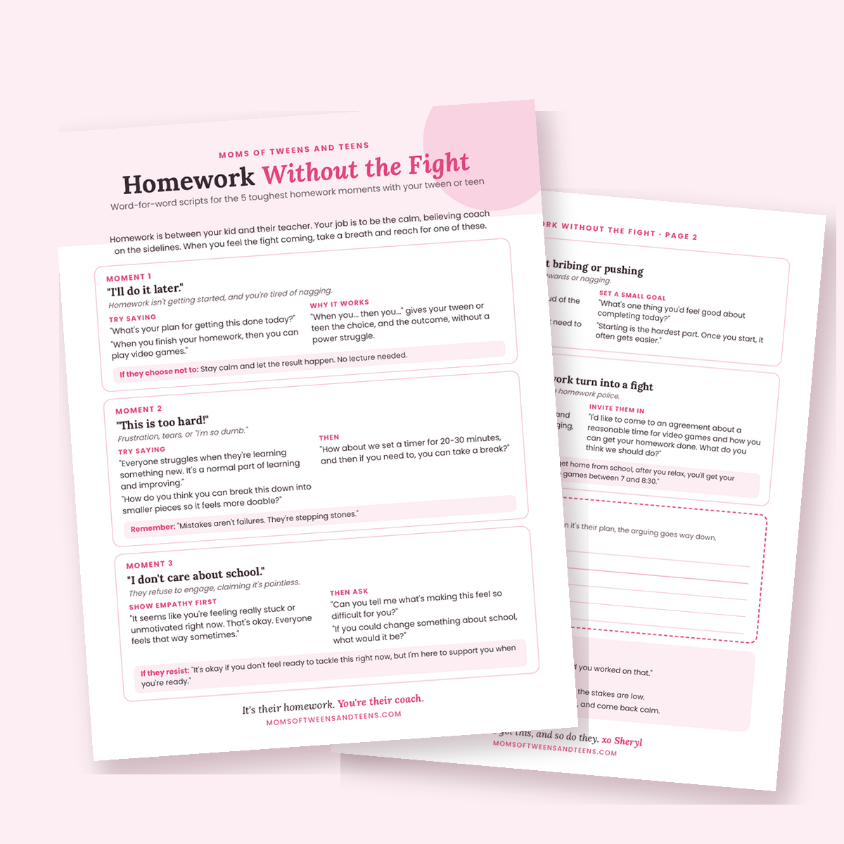Homework Without the Fight free scripts printable